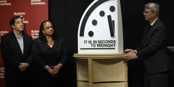 Doomsday Clock symbolizing global nuclear, climate and technology risks - AP Photo/Pablo Martinez Monsivais