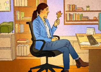 Employees walking outdoors during a daytime work meeting - AP Illustration / Peter Hamlin