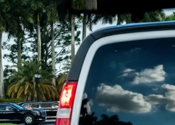 Trump motorcade escorted by police near Palm Beach airport - AP Photo/Julia Demaree Nikhinson