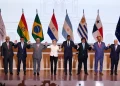 EU and Mercosur leaders at free trade agreement signing ceremony - AP Photo/Jorge Saenz