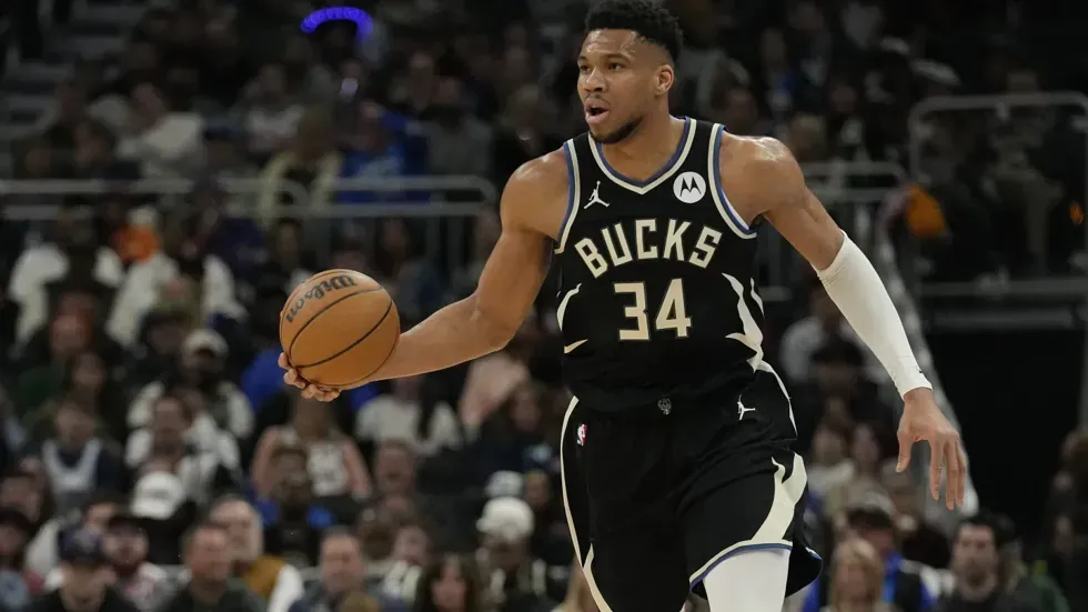 Giannis Antetokounmpo reacts during a Milwaukee Bucks game - GettyImages/NBCSports