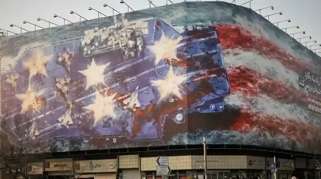Iranian mural warning U.S. against military strike in Tehran - AP Photo/Vahid Salemi