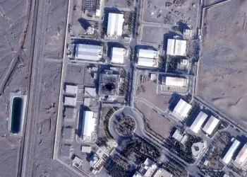 Satellite view of roofing over damaged Natanz nuclear facility buildings - Planet Labs PBC via AP
