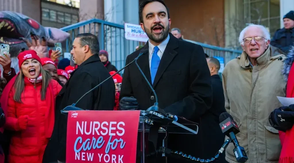 Nurses rally outside Mount Sinai West during NYC strike - AP Photo/ Ryan Murphy