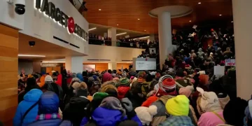 Target Center in Minneapolis amid security response after shooting - AP Photo/Angelina Katsanis