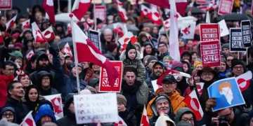 Trump speaks as Greenland and European flags appear behind him - AP Photo/Evgeniy Maloletka