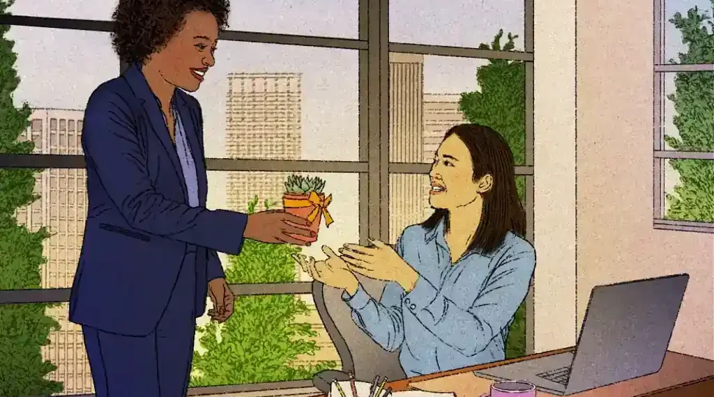 Employees collaborating with kindness and empathy at work - AP Illustration / Peter Hamlin