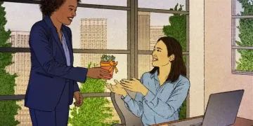 Employees collaborating with kindness and empathy at work - AP Illustration / Peter Hamlin