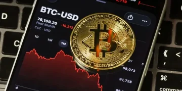 Bitcoin price chart showing decline below key long-term support levels - illustration by Cheng Xin/Getty Images