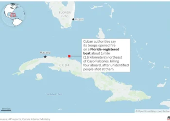 Cuban patrol boat near Cayo Falcones after shooting - Source: AP reports; Cuba's Interior Ministry