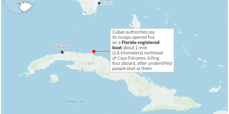 Cuban patrol boat near Cayo Falcones after shooting - Source: AP reports; Cuba's Interior Ministry