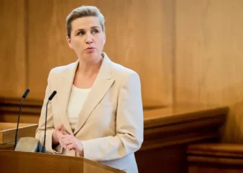 Danish Prime Minister speaking in parliament before election - Thomas Traasdahl/Ritzau Scanpix via AP