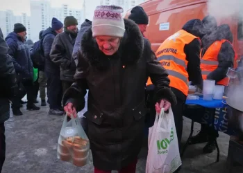 Damaged electrical substation after missile strike during armed conflict - AP Photo/Sergey Grits