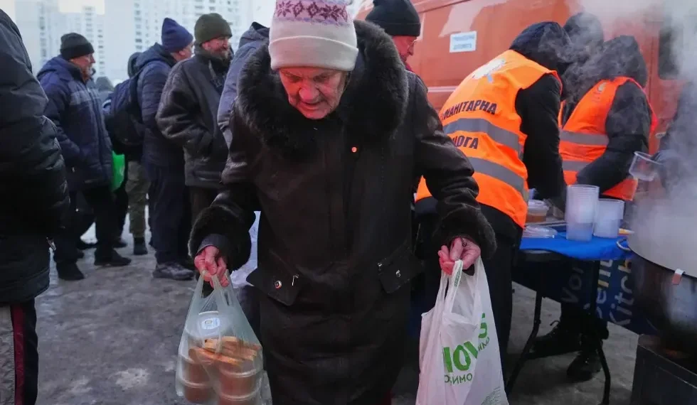 Damaged electrical substation after missile strike during armed conflict - AP Photo/Sergey Grits