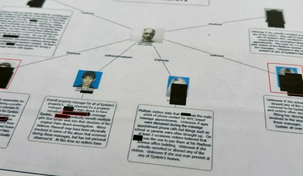 Justice Department document release showing redaction errors in Epstein files - AP Photo/Jon Elswick