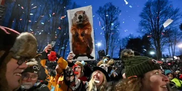 Punxsutawney Phil at Gobbler’s Knob before sunrise Groundhog Day ceremony - AP Photo/Barry Reeger, File