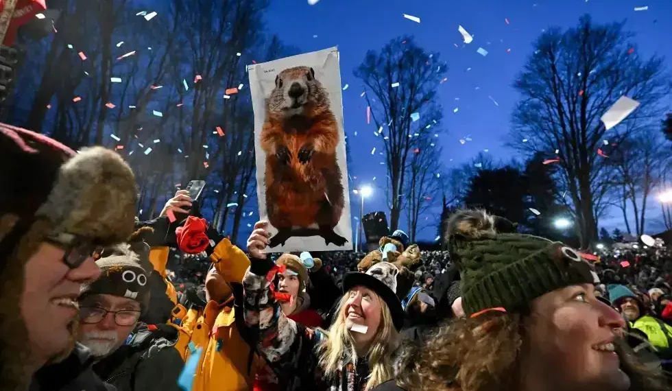 Punxsutawney Phil at Gobbler’s Knob before sunrise Groundhog Day ceremony - AP Photo/Barry Reeger, File