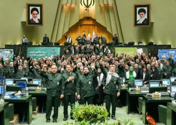 Ayatollah Khamenei speaking in Tehran during revolution anniversary event - Hamed Malekpour/ICANA via AP