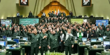 Ayatollah Khamenei speaking in Tehran during revolution anniversary event - Hamed Malekpour/ICANA via AP
