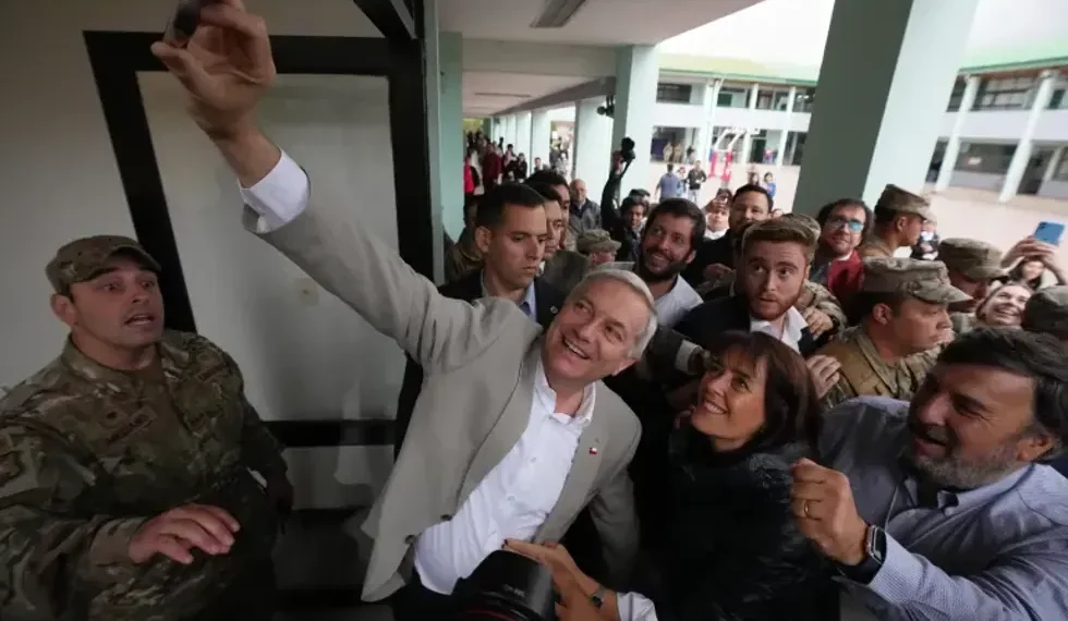 Jose Antonio Kast addressing supporters after Chile election victory - Esteban Felix/AP Photo
