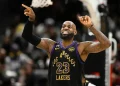 LeBron James during NBA All-Star event ahead of 2026 game in Inglewood - AP Photo/Nick Wass