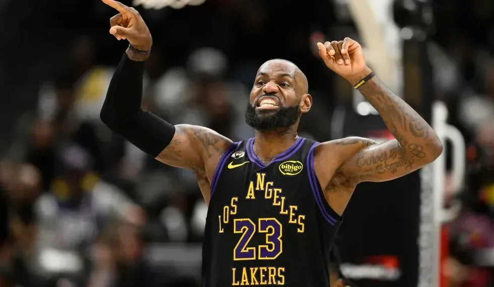 LeBron James during NBA All-Star event ahead of 2026 game in Inglewood - AP Photo/Nick Wass