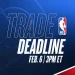 NBA trade deadline board with team logos and player movement arrows - image NBA