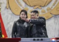 Kim Jong Un at Pyongyang military parade - Korean Central News Agency/Korea News Service via AP