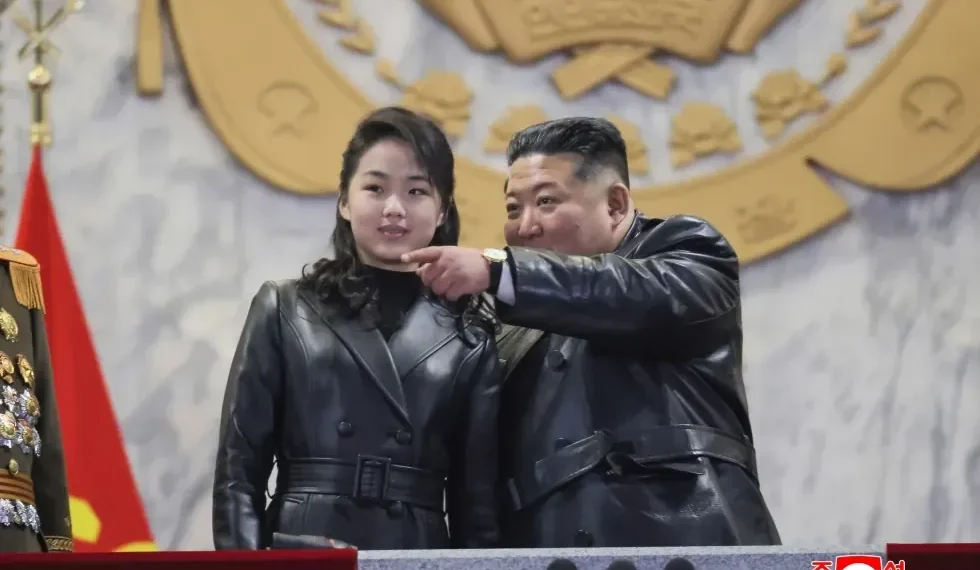 Kim Jong Un at Pyongyang military parade - Korean Central News Agency/Korea News Service via AP