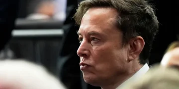 SpaceX rocket and AI concept illustrating space-based computing vision - AP Photo/Julia Demaree Nikhinson, File