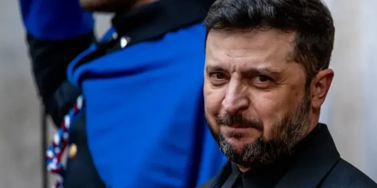 Volodymyr Zelensky during talks on U.S. peace proposal- Credit: Getty/Antonio Masiello