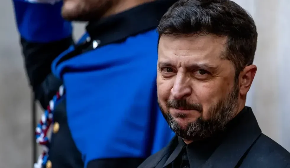 Volodymyr Zelensky during talks on U.S. peace proposal- Credit: Getty/Antonio Masiello