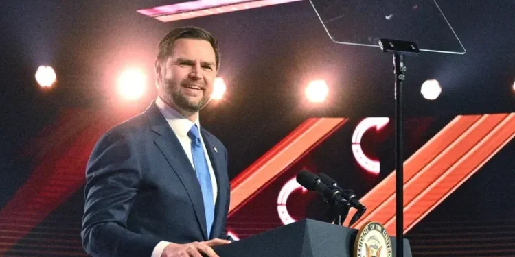 JD Vance speaking at Turning Point USA AmericaFest event - Jon Cherry/AP News