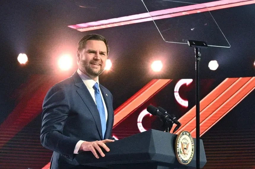 JD Vance speaking at Turning Point USA AmericaFest event - Jon Cherry/AP News