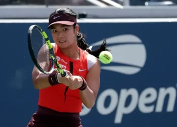 Alex Eala competing during BNP Paribas Open match in Indian Wells - Jeenah Moon/Reuters