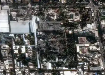 Satellite-guided military strike coordination over Middle East - Satellite imagery Vantor via AP