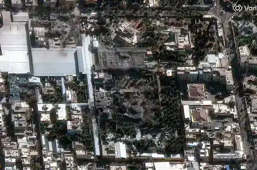 Satellite-guided military strike coordination over Middle East - Satellite imagery Vantor via AP
