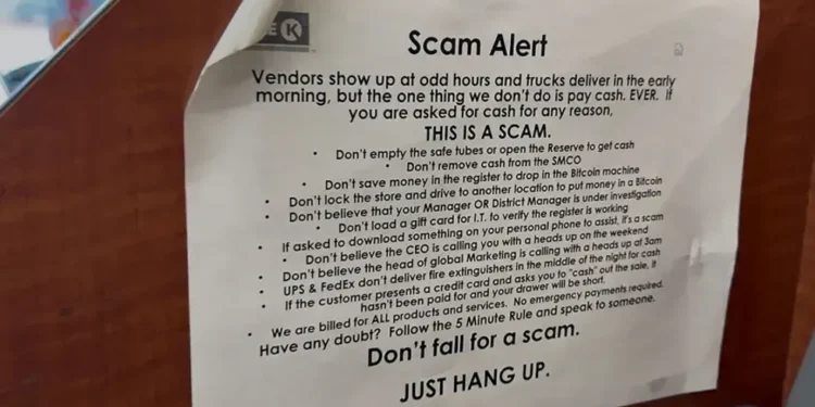 Cryptocurrency ATM kiosk located inside Circle K convenience store entrance - image CNN