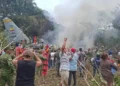 Smoke rising after Colombia military plane crash in Putumayo region - MiPutumayo via AP