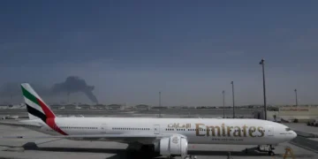 Private jets parked at Gulf airport during airspace disruption - AP Photo/Altaf Qadri