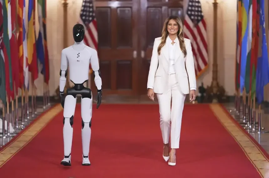 Humanoid robot interacting at White House technology and education summit - AP Photo/Jacquelyn Martin
