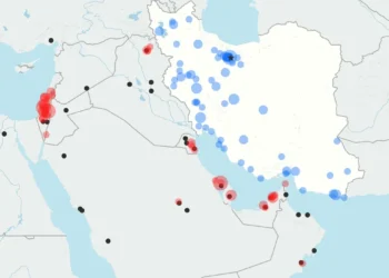 Missile defense activity over Gulf region during Iran war escalation - American Security Project. Graphic by: Will Jarrett/AP