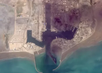 Satellite imagery showing damaged ships and military bases in Gulf region - Planet Labs PBC via AP