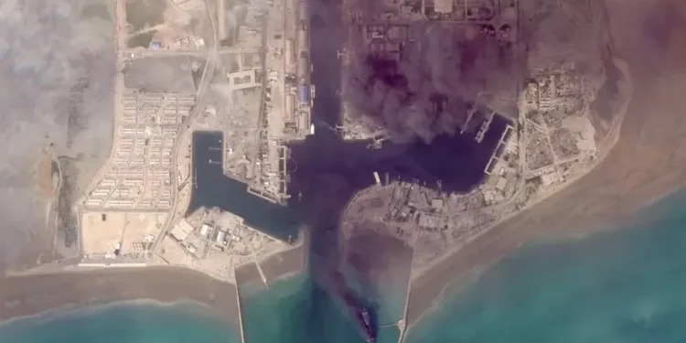 Satellite imagery showing damaged ships and military bases in Gulf region - Planet Labs PBC via AP