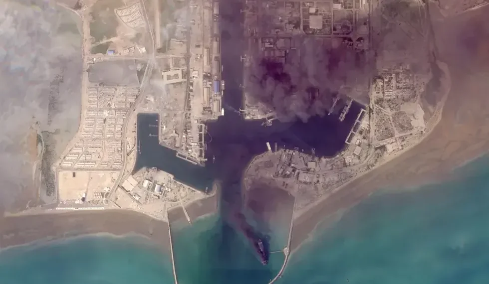 Satellite imagery showing damaged ships and military bases in Gulf region - Planet Labs PBC via AP