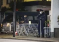 Japanese police outside Chinese embassy after soldier intrusion incident - Yosuke Mizuno/Kyodo News via AP
