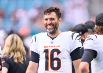 Joe Flacco in Bengals uniform preparing for NFL game - AP Photo/Doug Murray, File