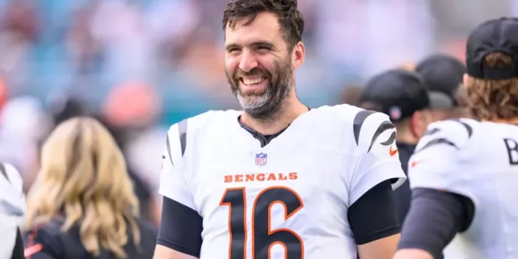 Joe Flacco in Bengals uniform preparing for NFL game - AP Photo/Doug Murray, File