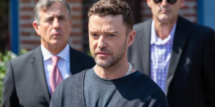 Justin Timberlake outside court following impaired driving plea - AP Photo/Ted Shaffrey, File