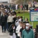 Students gather on campus amid meningitis outbreak response in Kent England - Gareth Fuller/PA via AP